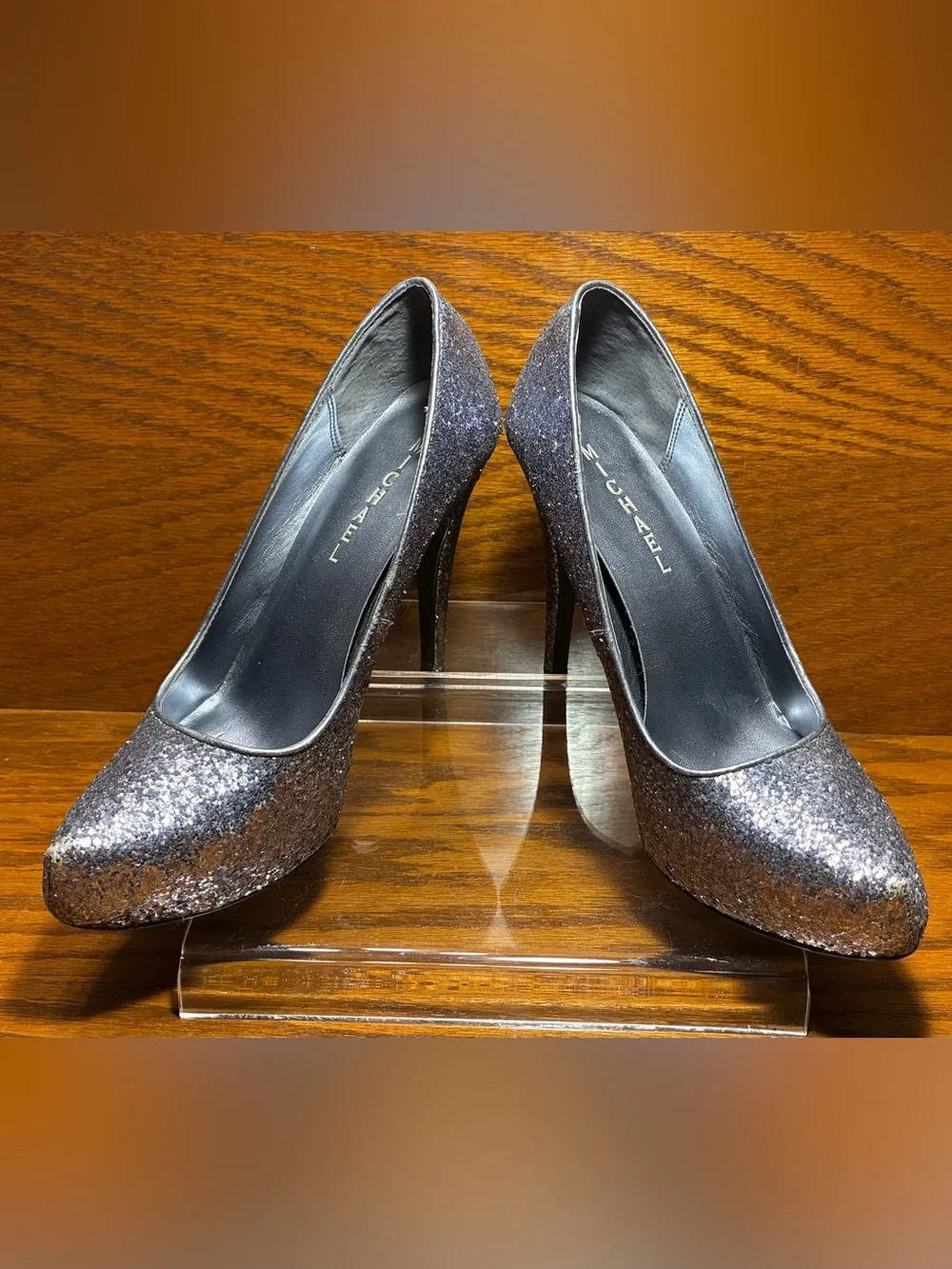 Michael Silver Glitter Platform Pumps Size 8.5